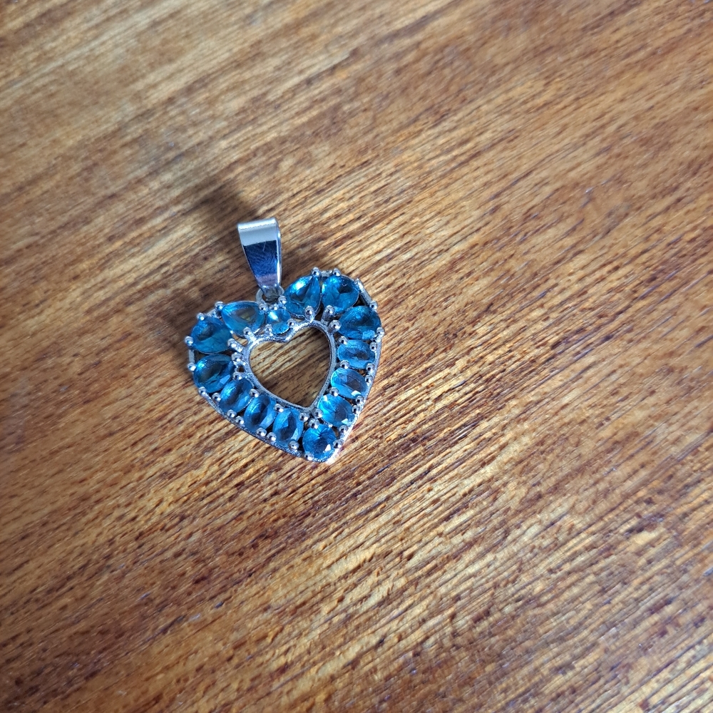 Silver and Baby Blue Heart Pendant